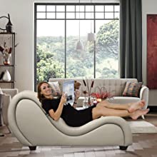 ANDOV Sex Chair Tantra Sofa Seat Sex Furniture Chaise Bed Kama Sutra Yoga Positions Stretching Relaxation Erotic Couple Gifts for Adults PU Leather,  White