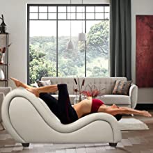 ANDOV Sex Chair Tantra Sofa Seat Sex Furniture Chaise Bed Kama Sutra Yoga Positions Stretching Relaxation Erotic Couple Gifts for Adults PU Leather,  White
