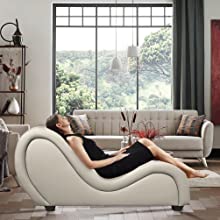 ANDOV Sex Chair Tantra Sofa Seat Sex Furniture Chaise Bed Kama Sutra Yoga Positions Stretching Relaxation Erotic Couple Gifts for Adults PU Leather,  White