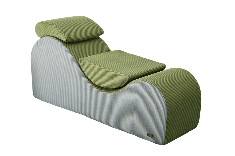 ANDOV AV147 foam lounger in Olive Green with grey sides and two removable cushions
