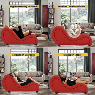 Sex Pillow Chair för Yoga, Stretching, Relaxation och Kama Sutra-sexställningar inomhus. Med chaise lounge-design och PU-läderöverdrag - VIT